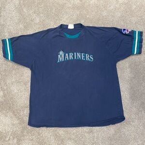 Seattle Mariners Vintage Blue Embroidered T-Shirt Men's XL 1990s MLB Lee Sport